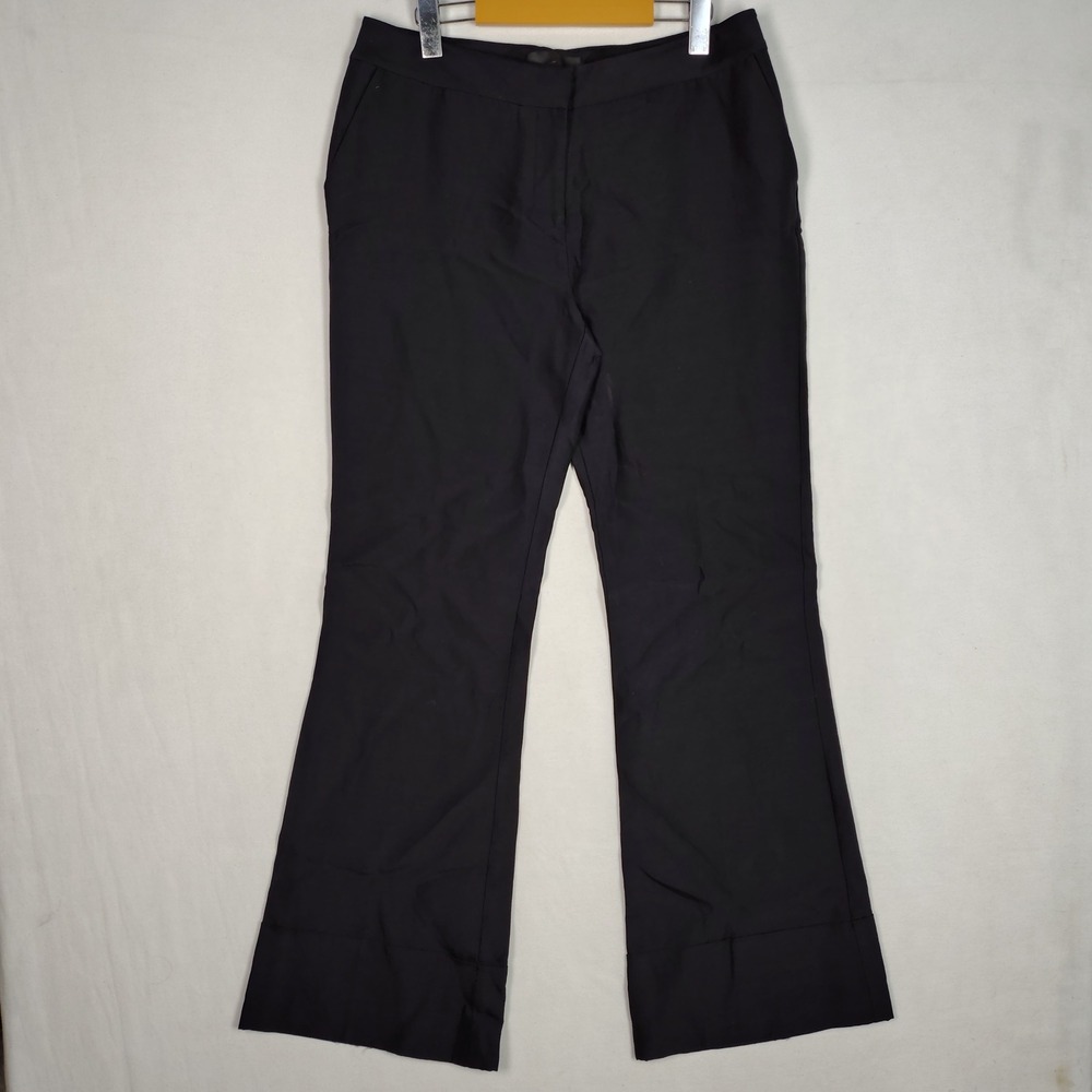 Co Black Wool Silk Cashmere Blend Wide Leg Dress Trousers Pants Large L
